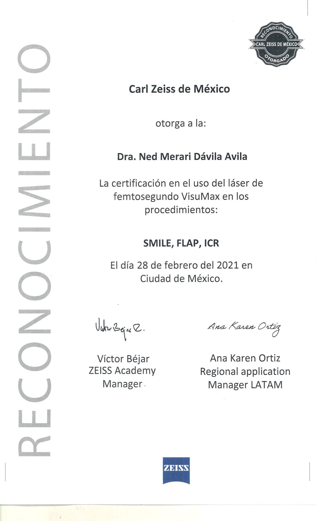Certificación Carl Zeiss — SMILE